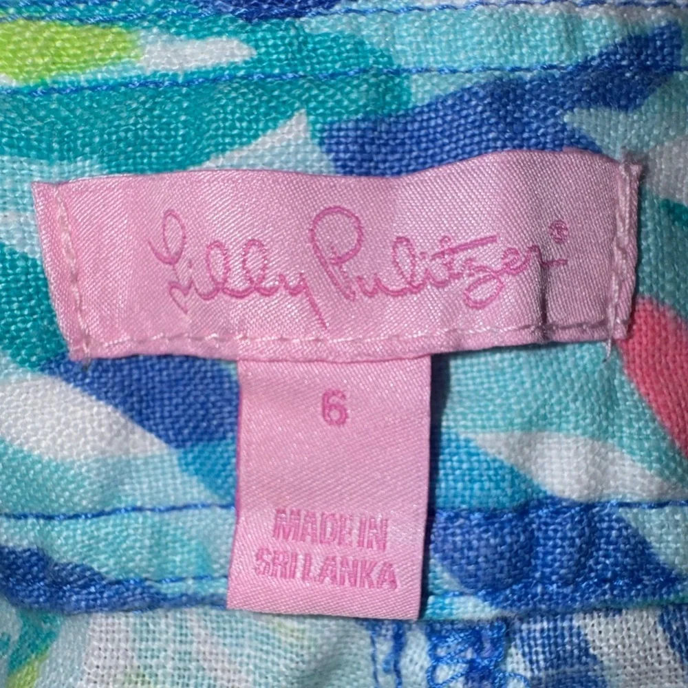 Lilly Pulitzer Calley Pants Brilliant Blue Wade & Sea Linen Size 6 EUC